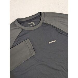 Simms Shirt Mens M Dark Gray Crew Long Sleeve Base layer Fishing Outdoors